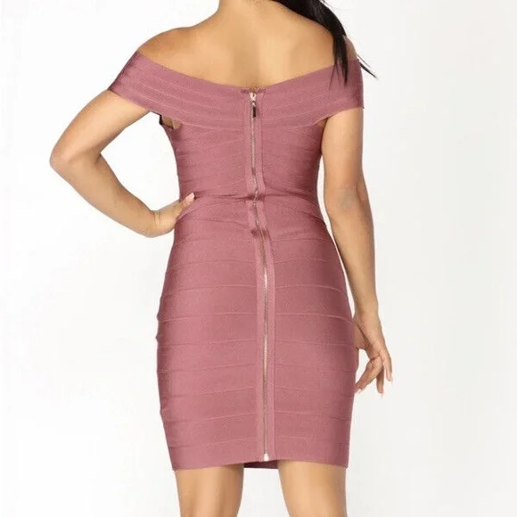 Pink Off Shoulder Cocktail Dress - Picture 3 of 6